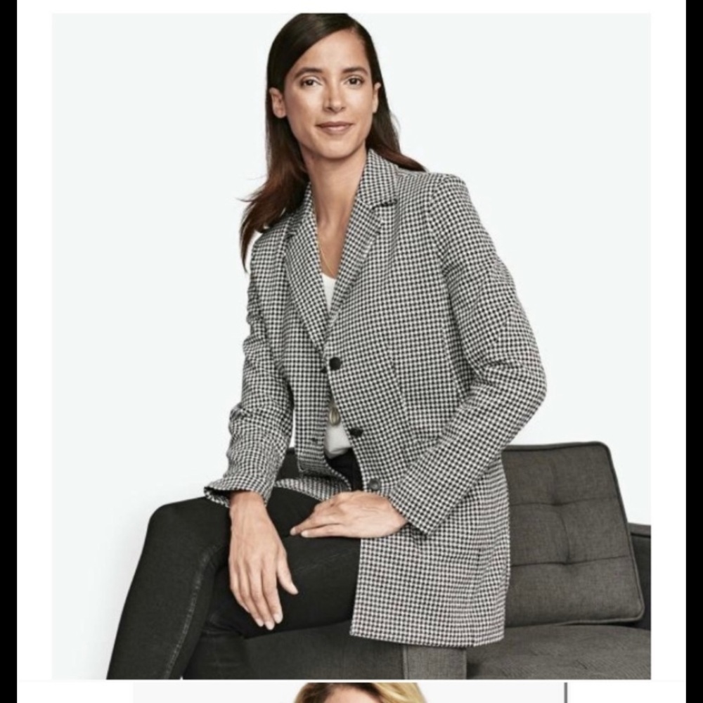 Johnston & Murphy jacket womens size small S black white Houndstooth Blazer nwt